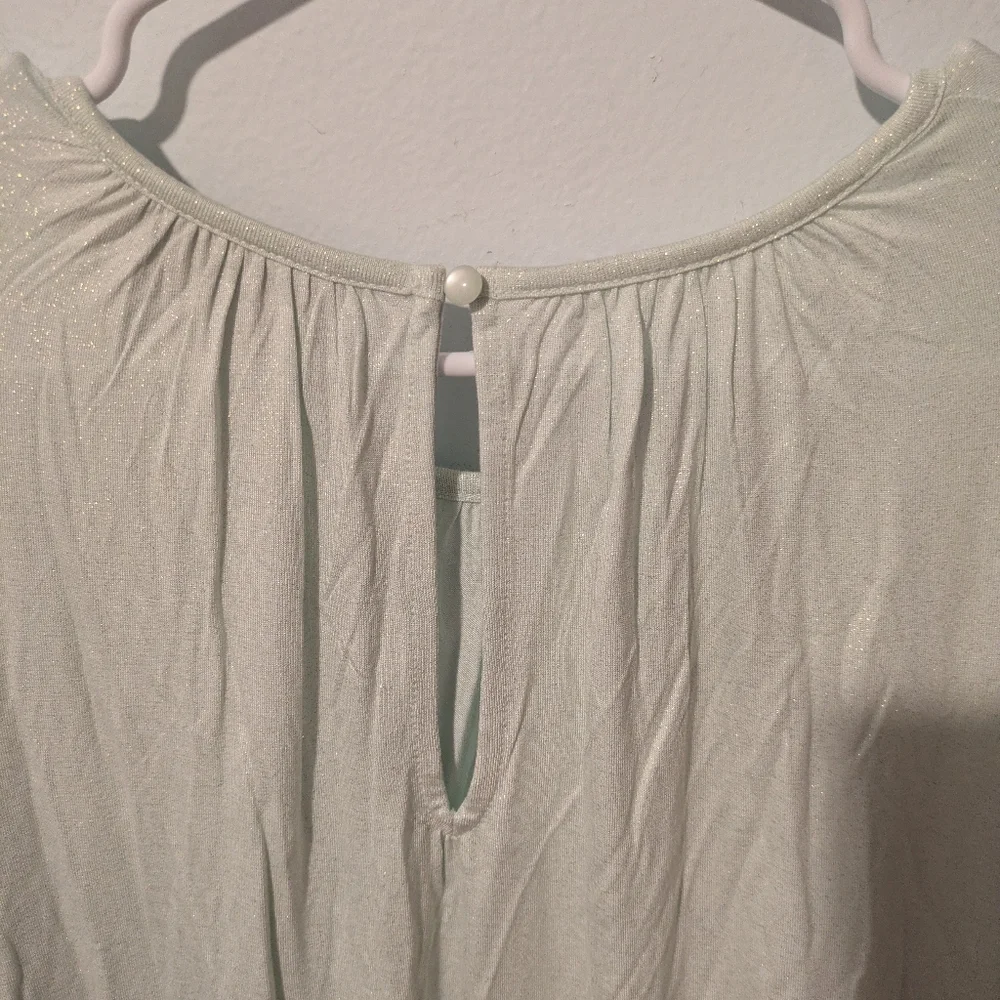 Lane Bryant Pale Green Sparkle Long Sleeve Smocked Cuff Top Size 18/20 or 2X